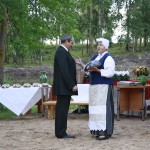 Čornajas pagasta pārvaldes vadītājs Oļegs Kvitkovskis un Aglonas maizes muzeja vadītāja Vija Kudiņa